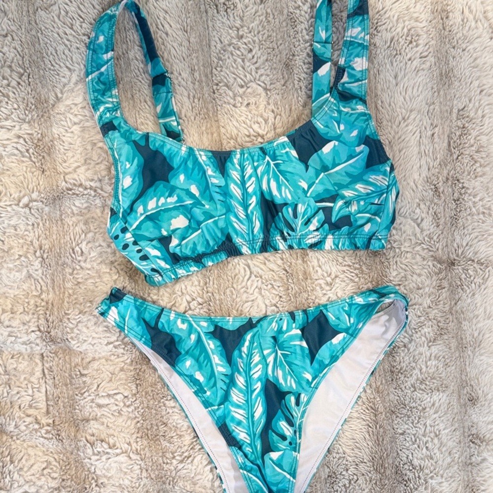 Kenny Flowers Blue Leaf Print Bikini